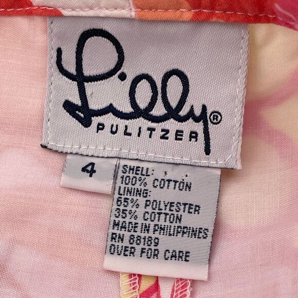 Lilly Pulitzer Floral Print Pants Size 4 Tropical Hibiscus Flamingo Capri Cotton - Picture 7 of 14